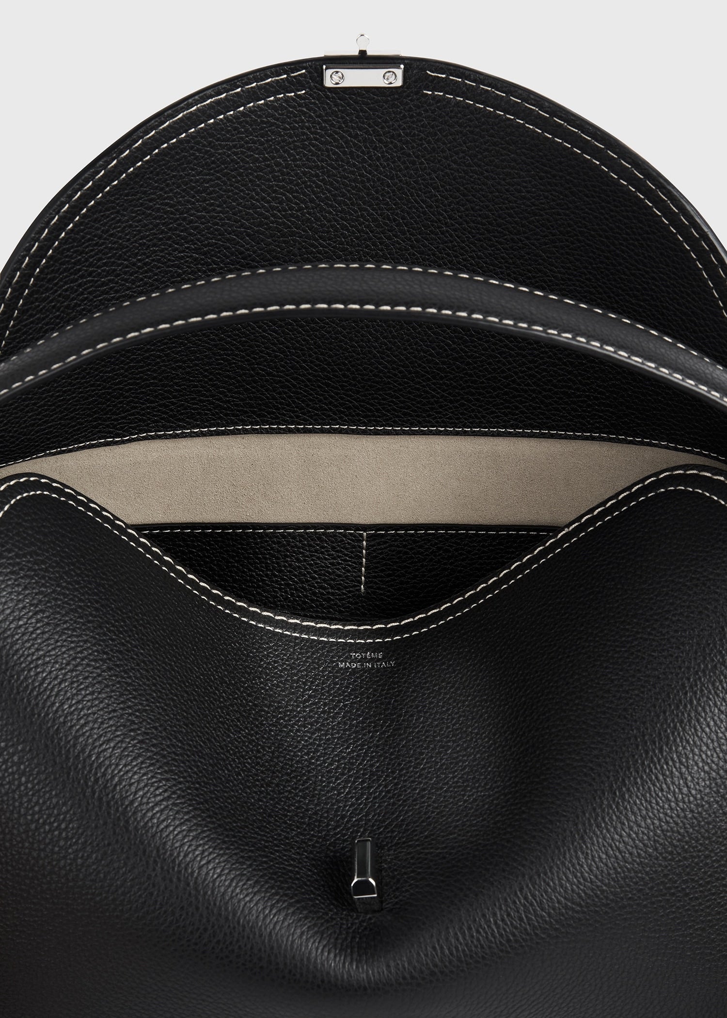 T-lock grained-leather top handle black